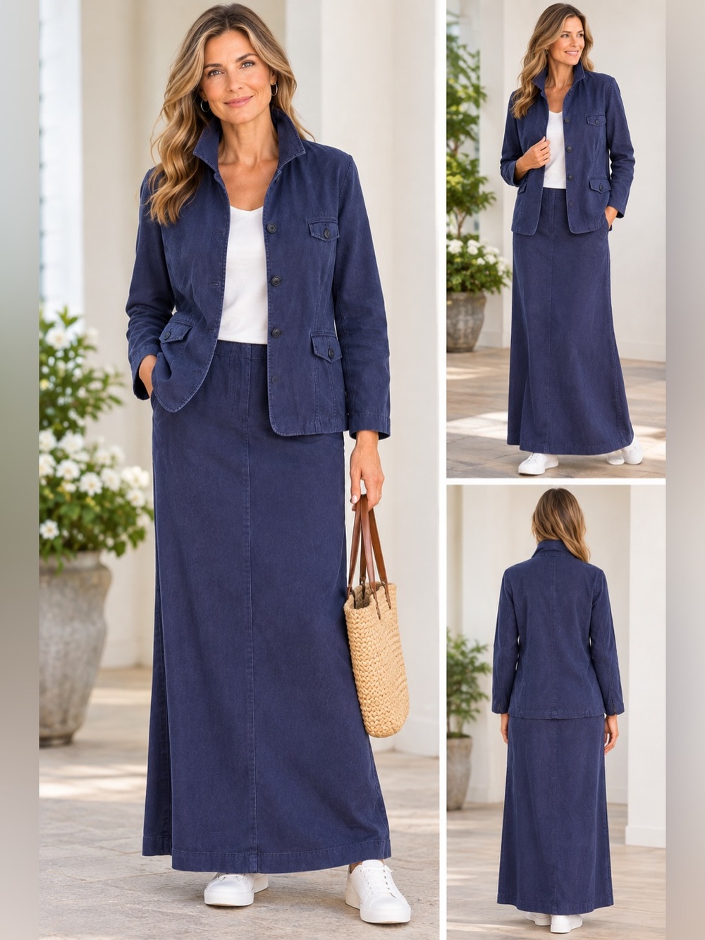Classic Navy Women's Jacket & Skirt Set from Tall Girl